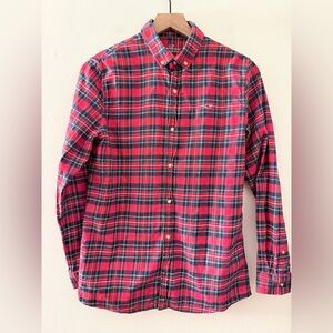 Vineyard Vines boys red plaid flannel button down shirt long sleeve L